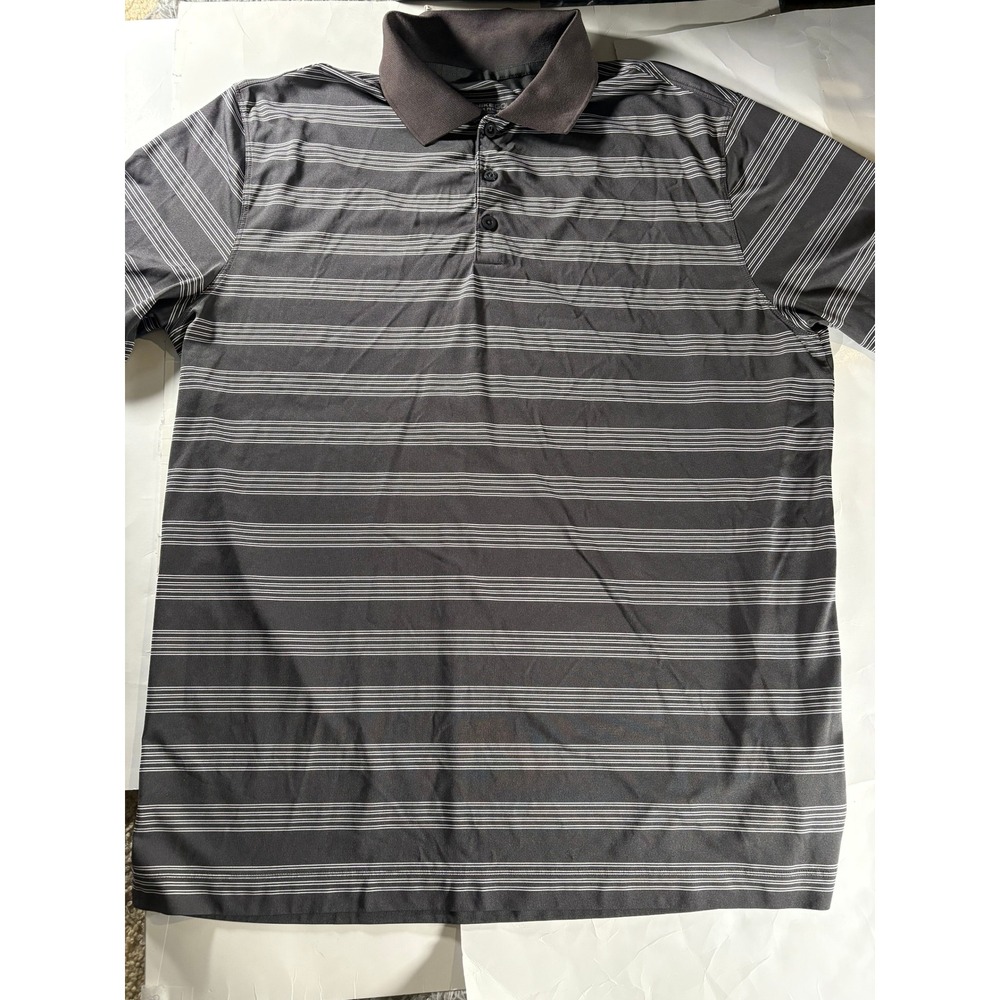 Nike Golf Dri Fit Polo Shirt Mens XL Tour Performance Striped Black Gray Golf